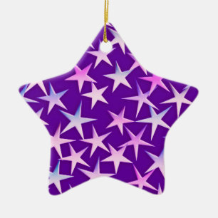 Adorno De Cerámica Estrellas satinadas, lavanda en morado