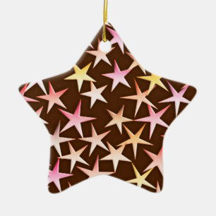 Adorno De Cerámica Estrellas satinadas, rosadas en chocolate