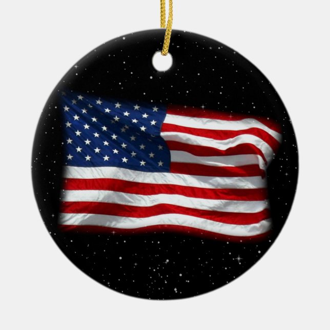 Adorno De Cerámica Estrellas y bandas Bandera Patriótica Estadouniden (Frente)