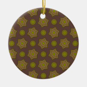 Adorno De Cerámica Estrellas y círculos en marrón y verde