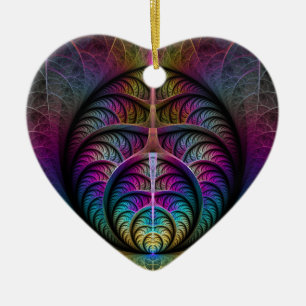 Adorno De Cerámica Estructuras animadas Corazón fractal abstracto col