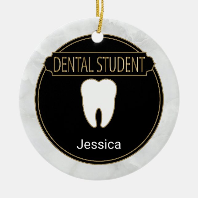 Adorno De Cerámica Estudiante de 🦷 dental - Mármol blanco (Frente)