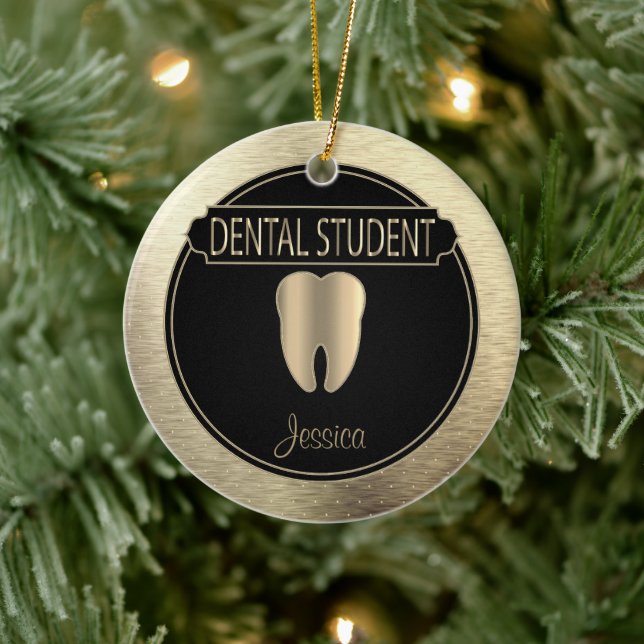 Adorno De Cerámica Estudiante de 🦷 dental - Negro y Oro (Árbol)