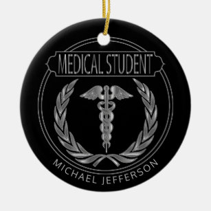 Adorno De Cerámica Estudiantes de medicina 👨 ‍ ⚕️ - Negro y plateado
