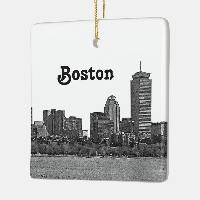 Adorno De Cerámica Etching de Boston Skyline (Izquierda)