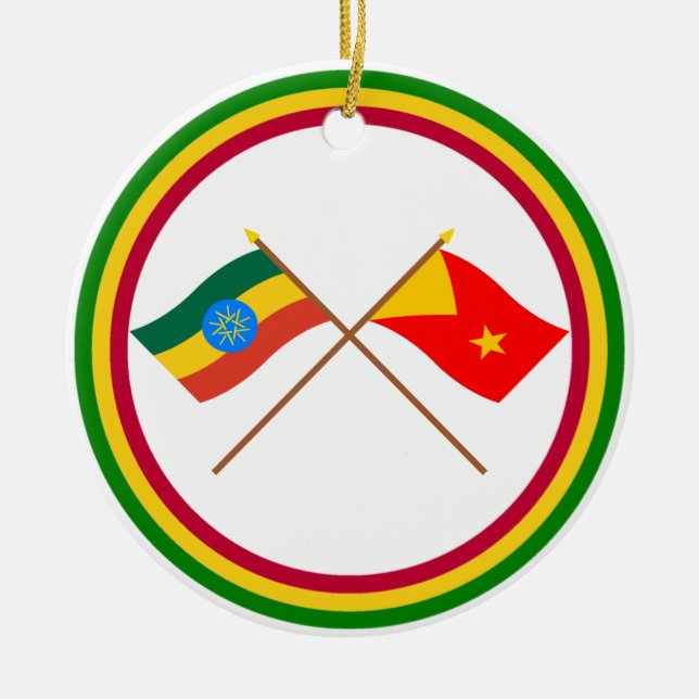 Adorno De Cerámica Etiopía y banderas cruzadas Tigray (Frente)