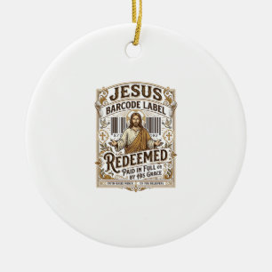 Adorno De Cerámica Etiqueta de código de barras de Jesús Redimido Jes