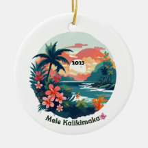Etiqueta de la isla tropical Mele Kalikimaka 2023