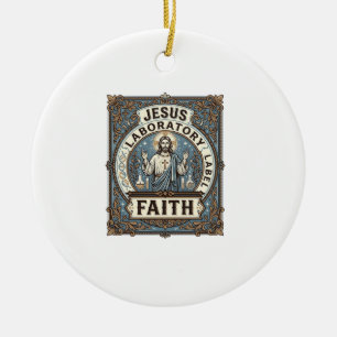 Adorno De Cerámica Etiqueta de laboratorio de Jesús Fe Etiqueta de la