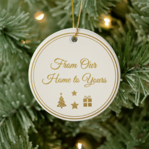 Adorno De Cerámica Etiqueta de Navidad de Oro Festivo