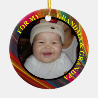 Adorno De Cerámica Etiqueta de regalo de foto de abuelo y abuela y or