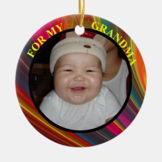Adorno De Cerámica Etiqueta de regalo de foto de la abuela y ornament