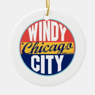 Adorno De Cerámica Etiqueta del vintage de Chicago