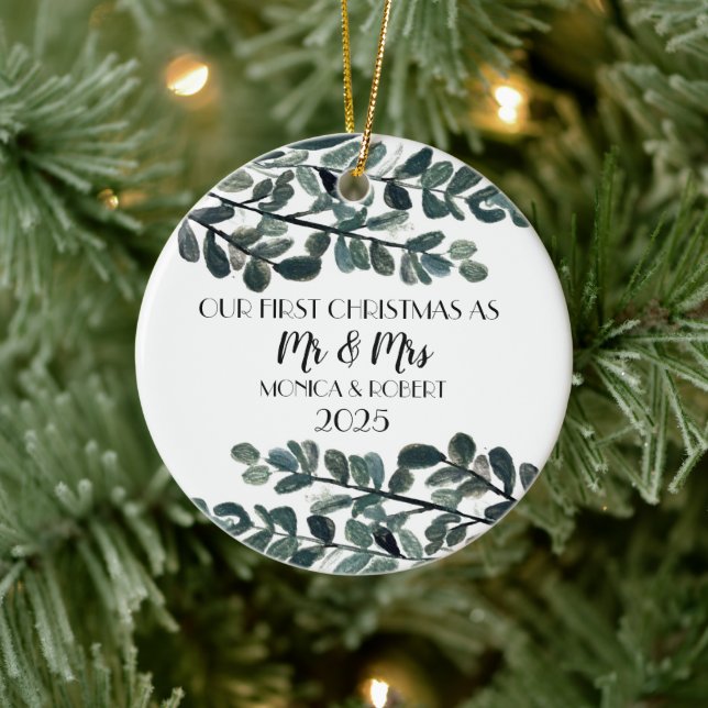 Adorno De Cerámica Eucalipto Rústico Keepsake Primera Navidad (Árbol)