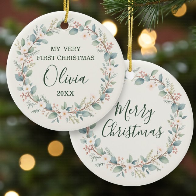 Adorno De Cerámica Eucalyptus Baby’s First Christmas (Subido por el creador)