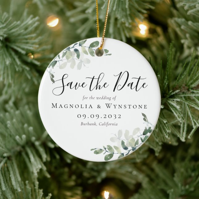 Adorno De Cerámica Eucalyptus Wedding Save The Date (Árbol)