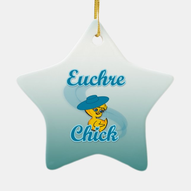 Adorno De Cerámica Euchre Chick #3 (Atrás)