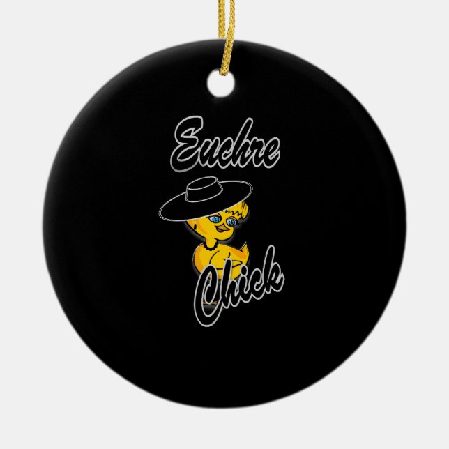 Adorno De Cerámica Euchre Chick #4 (Frente)