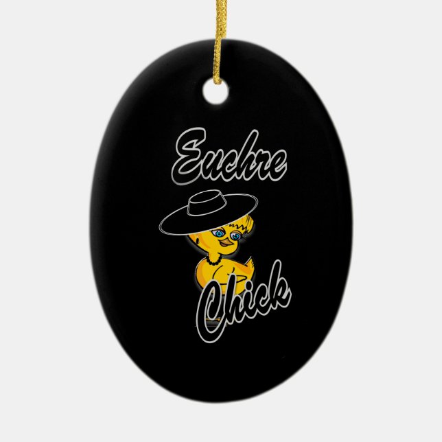 Adorno De Cerámica Euchre Chick #4 (Frente)