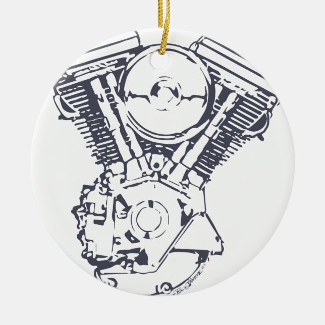 Adorno De Cerámica Evolución de Harley V-Gemela (Frente)