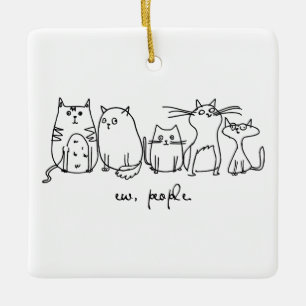 Adorno De Cerámica Ew, People Funny Meowy Cat Aovers
