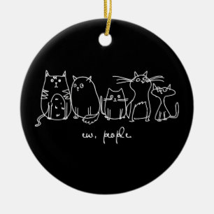 Adorno De Cerámica Ew, People Funny Meowy Cat Aovers
