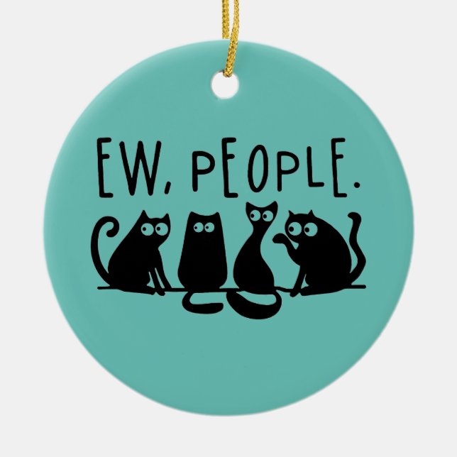 Adorno De Cerámica Ew People Funny Meowy Gatos Negros (Frente)