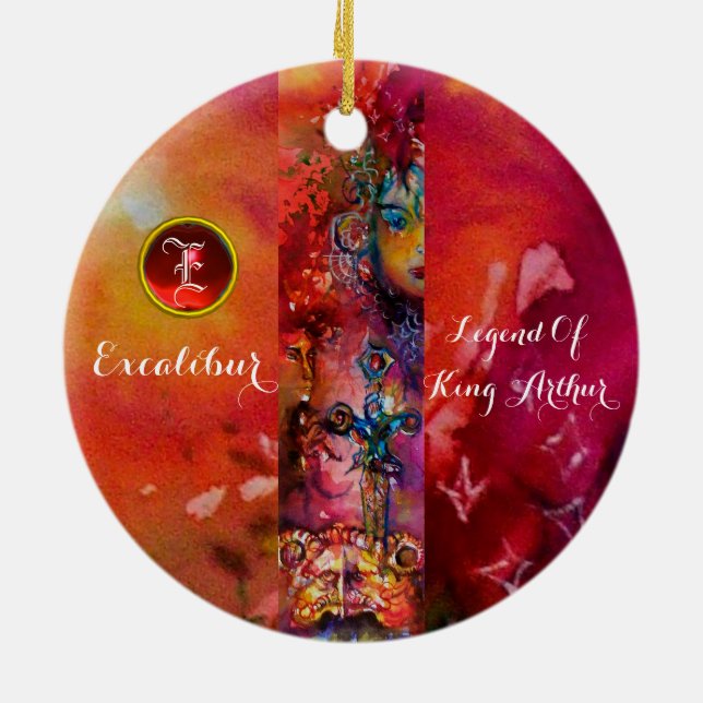 Adorno De Cerámica EXCALIBUR,REINA DE Fantasía MÁGICA DULCE Monograma (Atrás)