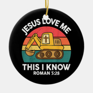 Adorno De Cerámica Excavadora cristiana Jesús me ama esto yo sé