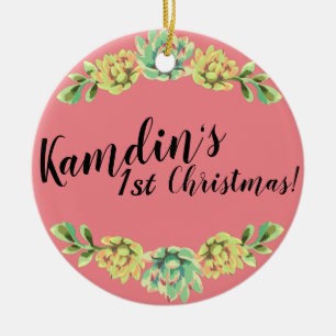 Adorno De Cerámica Exito de Cactus Bohemian Ornament Personalizado