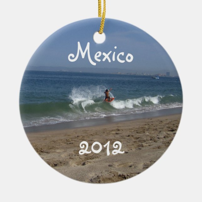 Adorno De Cerámica Éxito de Skimboarder; Recuerdo de México (Frente)