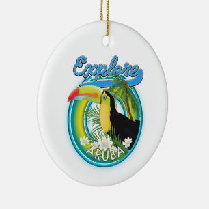 Adorno De Cerámica Explora el logotipo de viaje de Aruba
