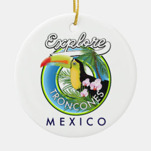 Adorno De Cerámica Explora Troncones México logotipo retro