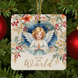 Adorno De Cerámica Exquisite Christmas Angel Flowers Victorian 