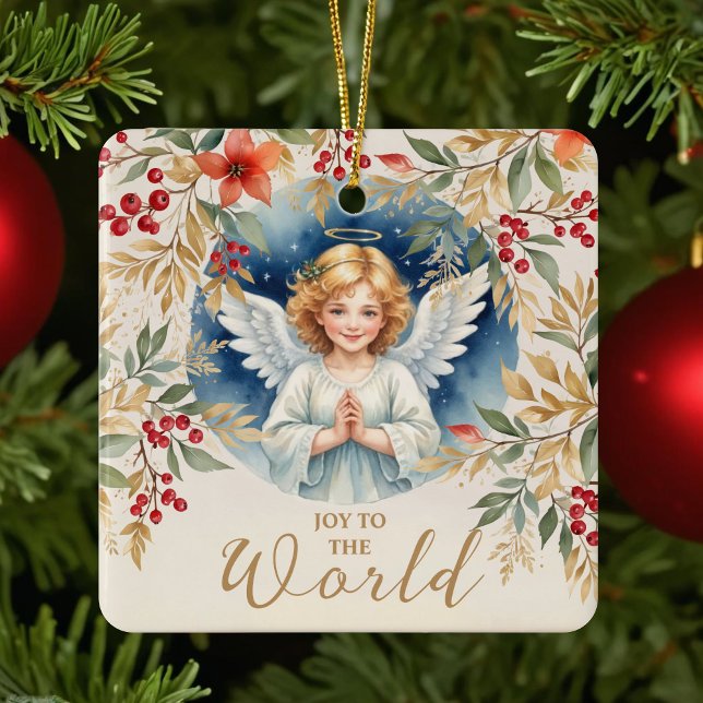 Adorno De Cerámica Exquisite Christmas Angel Flowers Victorian  (Classic Romantic Exquisite Christmas Angel with Flowers Victorian-Themed Inspired Ceramic Christmas )