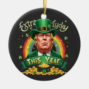 Adorno De Cerámica Extra Afortunado Este Año Día de San Patricio Trum