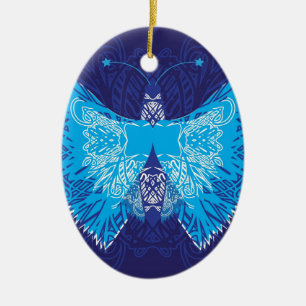 Adorno De Cerámica Extracto azul de la mariposa