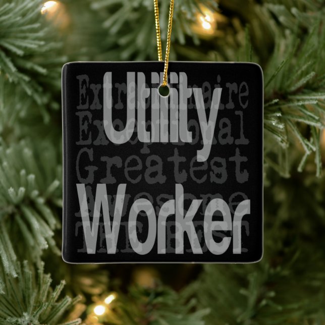 Adorno De Cerámica Extraordinaria del trabajador de utilidades (Árbol)