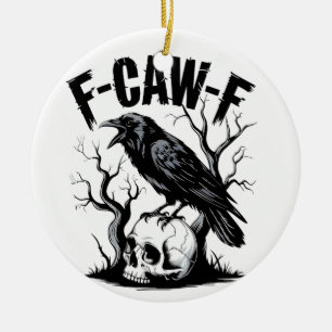 Adorno De Cerámica F-Caw-F Black Crow Black Bird Funny