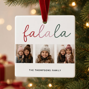 Adorno De Cerámica Fa La La 3 Foto Navidad Personalizada Familia
