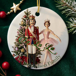 Adorno De Cerámica Fa La La Cascanueces Foto Familiar de Navidad del