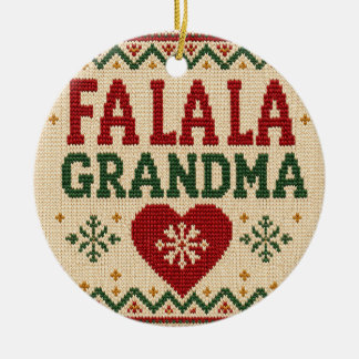 Adorno De Cerámica Fa la la Grandma Ugly Sweater Christmas 2026