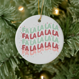 Adorno De Cerámica Fa La La La La Pastel Tipografía Divertida Navidad