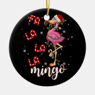 Adorno De Cerámica Fa La La Mingo Flamingo para Navidades Pajama