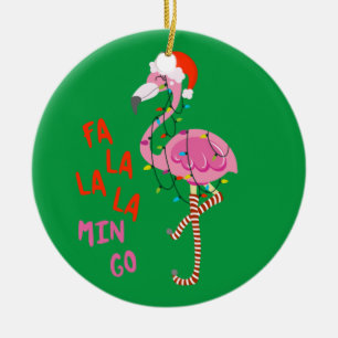 Adorno De Cerámica Fa La La mingo Flamingo Para Navidades Xmas