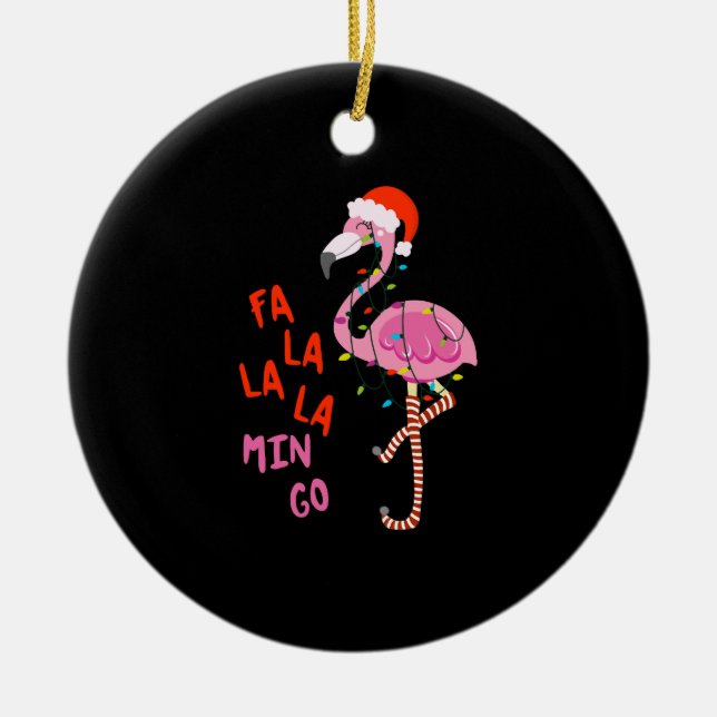 Adorno De Cerámica Fa La La mingo Flamingo Para Navidades Xmas (Frente)