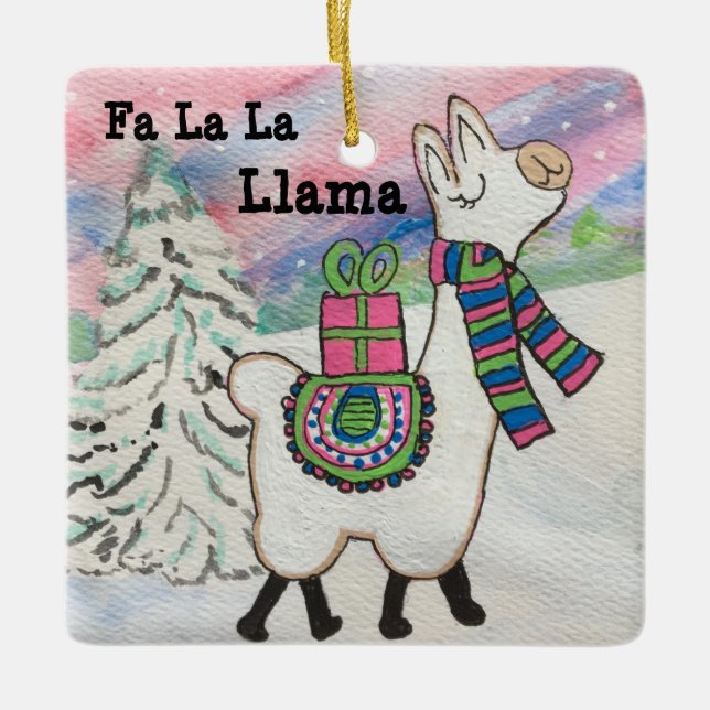 Adorno De Cerámica Fa La Llama Cute Navidades (Anverso)