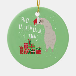 Adorno De Cerámica Fa La Llama Shirt - Navidades de Llama