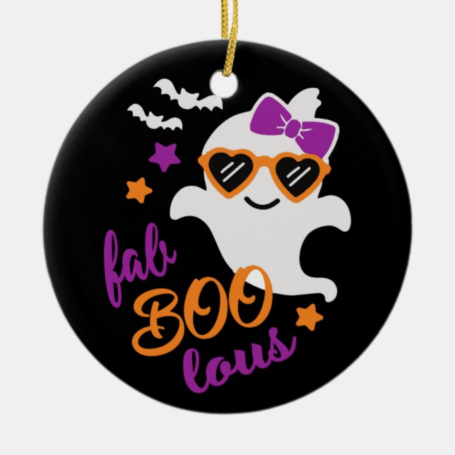 Adorno De Cerámica Fab Boo Lous Halloween Ghost Cute (Frente)
