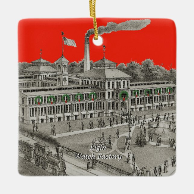 Adorno De Cerámica Fábrica Elgin Illinois 1871 del reloj de Elgin (Anverso)